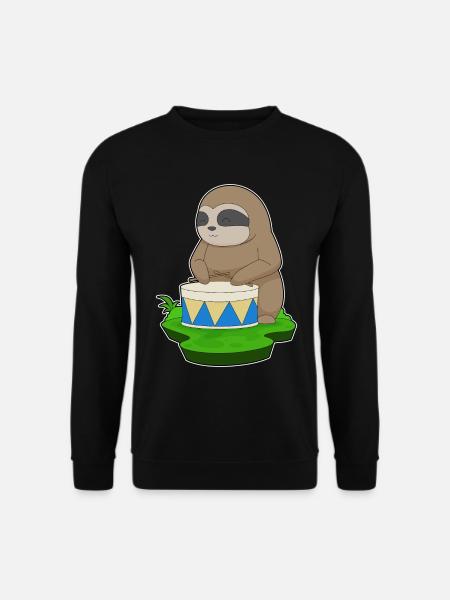 Sloth Musician Drum Music - Unisex Sweatshirt - black