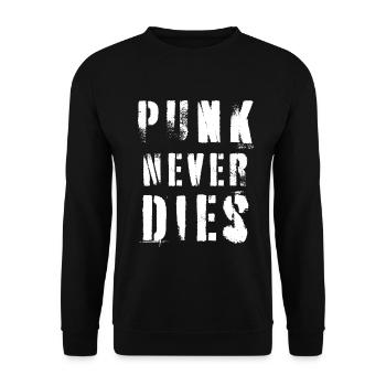 Music Quote Punk Never Dies - Unisex Sweatshirt - black - Front - Alina (178cm) & Michal (187cm)