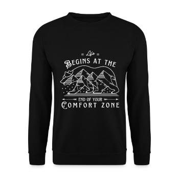 Zone de confort de la citation motivationnelle - Sweat-shirt Unisexe - noir - Devant - Alina (178cm) & Michal (187cm)
