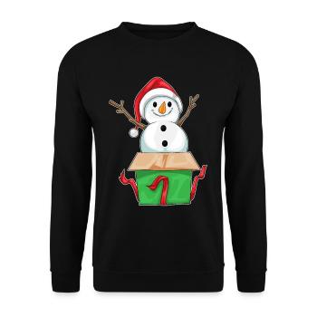 Boîte en carton de Noël Snowman - Sweat-shirt Unisexe - noir - Devant - Alina (178cm) & Michal (187cm)