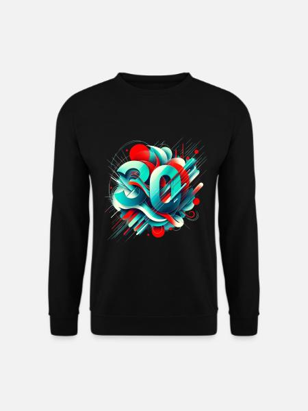 Picto 30 Year Old Retro Vintage Red Blue Teal - Unisex Sweatshirt - black