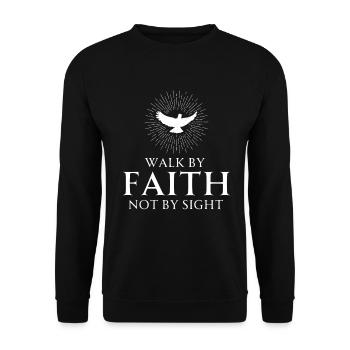 Religious Bible Quote Walk by Faith Not by Sight - Unisex Sweatshirt - black - Front - Alina (178cm) & Michal (187cm)