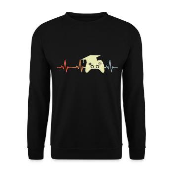 Spielprogrammierer Herzschlag - Unisex Pullover - Schwarz - Vorne - Alina (178cm) & Michal (187cm)
