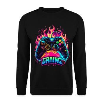 Gaming Controller Flames Art - Unisex Sweatshirt - black - Front - Alina (178cm) & Michal (187cm)