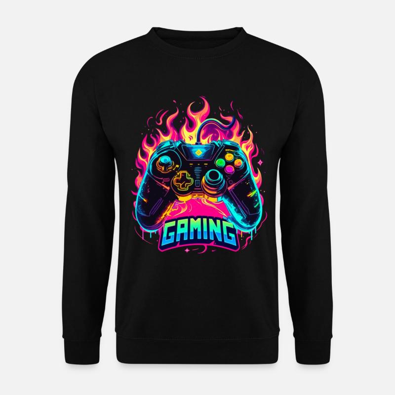 Manette de jeu Flames Art - Sweat-shirt Unisexe - noir