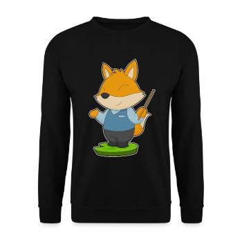 Fox Teacher Pointing Stick School - Unisex Sweatshirt - black - Front - Alina (178cm) & Michal (187cm)