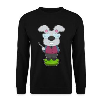 Bunny Teacher Pointing Stick School - Unisex Sweatshirt - black - Front - Alina (178cm) & Michal (187cm)