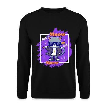 Cool cat with sunglasses. Meow - Unisex Sweatshirt - black - Front - Alina (178cm) & Michal (187cm)
