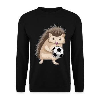 Igel Fußballspieler Fußball - Unisex Pullover - Schwarz - Vorne - Alina (178cm) & Michal (187cm)