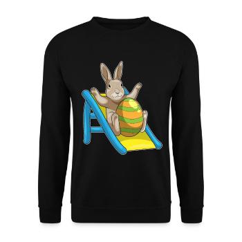 Hase Ostern Rutsche - Unisex Pullover - Schwarz - Vorne - Alina (178cm) & Michal (187cm)