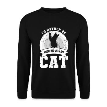 Ich würde mit meiner Katze kuscheln - Unisex Pullover - Schwarz - Vorne - Alina (178cm) & Michal (187cm)