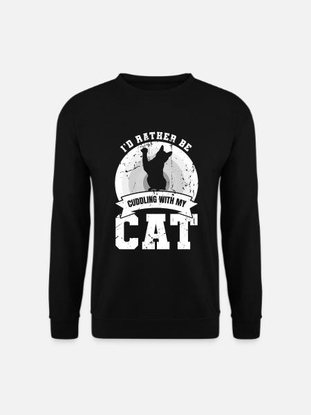 I'd cuddle with my cat - Unisex Sweatshirt - black