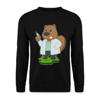 Beaver Doctor Nursing Routine - Unisex Sweatshirt - black - Front - Alina (178cm) & Michal (187cm)
