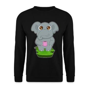 Elephant Coffee Mug - Unisex Sweatshirt - black - Front - Alina (178cm) & Michal (187cm)