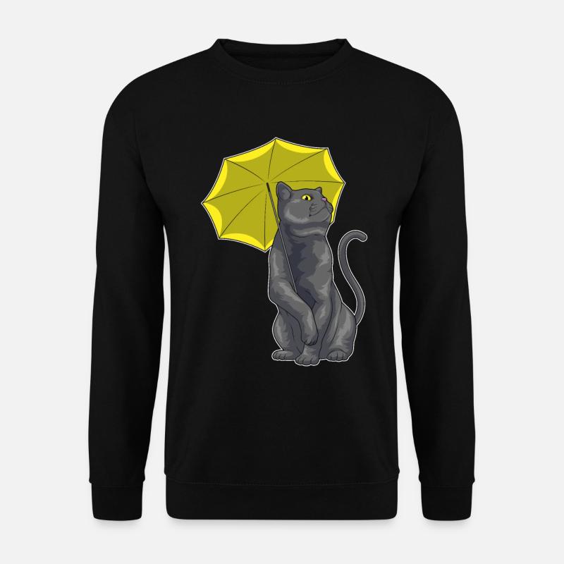 Katze Regenschirm - Unisex Pullover - Schwarz