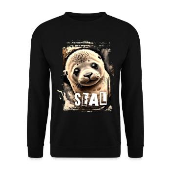Seal - Robben-Baby - Unisex Pullover - Schwarz - Vorne - Alina (178cm) & Michal (187cm)