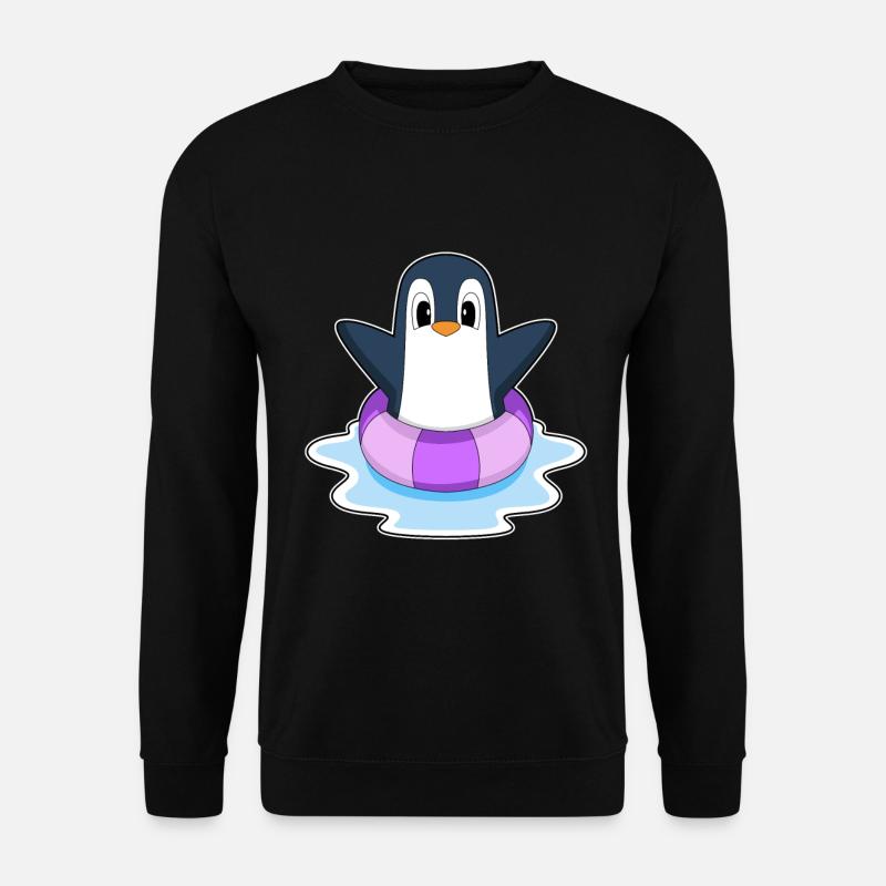 Pinguin Schwimmen Schwimmring Sommer - Unisex Pullover - Schwarz