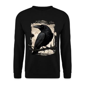 Corbeau sur branche devant la pleine lune - Sweat-shirt Unisexe - noir - Devant - Alina (178cm) & Michal (187cm)