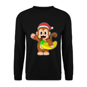 Monkey Christmas Banana - Unisex Sweatshirt - black - Front - Alina (178cm) & Michal (187cm)