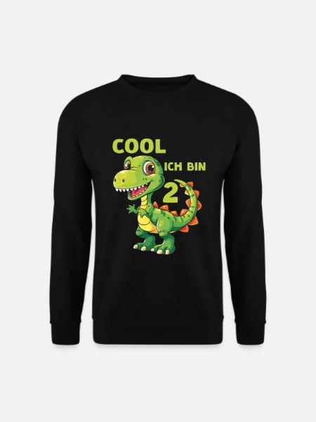 Dinosaurier 2 Geburtstag Dino 2 Jahre Spruch - Unisex Pullover - Schwarz