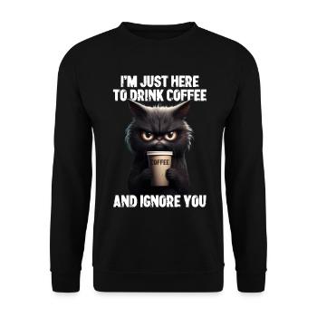 Grumpy Kitty Cat Coffee Morning Grouch Gift - Unisex Sweatshirt - black - Front - Alina (178cm) & Michal (187cm)