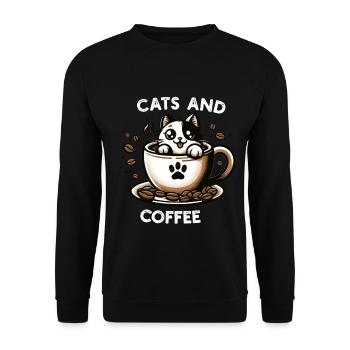 Chats et Café Café Chat - Sweat-shirt Unisexe - noir - Devant - Alina (178cm) & Michal (187cm)