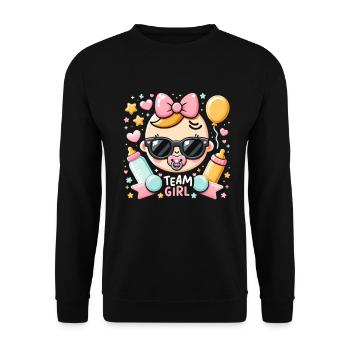Birth Announcement Gender Team Girls 2026 - Unisex Sweatshirt - black - Front - Alina (178cm) & Michal (187cm)