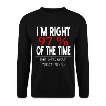 Witzer Spruch Rechthaber - Unisex Pullover - Schwarz - Vorne - Alina (178cm) & Michal (187cm)