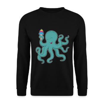 Krake Waffeleis - Unisex Pullover - Schwarz - Vorne - Alina (178cm) & Michal (187cm)