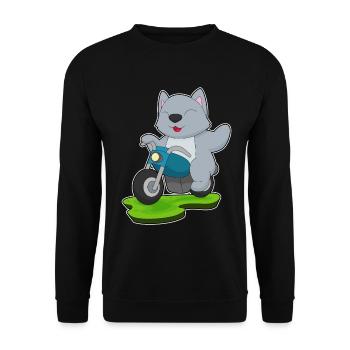 Cat Motorcycle - Unisex Sweatshirt - black - Front - Alina (178cm) & Michal (187cm)