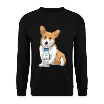 Corgi Milch - Unisex Pullover - Schwarz - Vorne - Alina (178cm) & Michal (187cm)