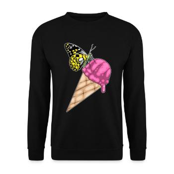 Schmetterling Waffeleis - Unisex Pullover - Schwarz - Vorne - Alina (178cm) & Michal (187cm)