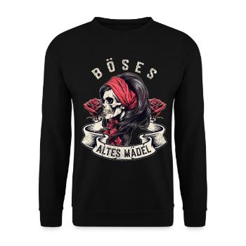 Bad Old Girl tête de mort Roses Biker Bandana - Sweat-shirt Unisexe - noir - Devant - Alina (178cm) & Michal (187cm)