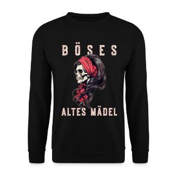 Méchant vieille fille tête de mort Roses tête de mort Bandana - Sweat-shirt Unisexe - noir - Devant - Alina (178cm) & Michal (187cm)