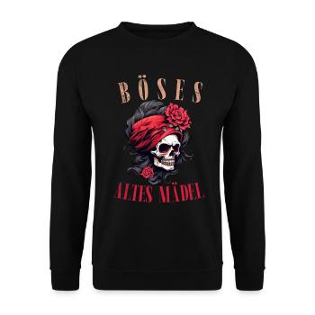 Méchant vieille fille tête de mort Roses tête de mort Bandana - Sweat-shirt Unisexe - noir - Devant - Alina (178cm) & Michal (187cm)