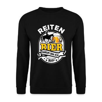 Western Reiten & Bier - darum bin ich hier - Unisex Pullover - Schwarz - Vorne - Alina (178cm) & Michal (187cm)
