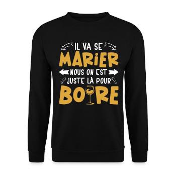 Humour EVG Cadeau Futur Marié Garçon Mariage Team - Sweat-shirt Unisexe - noir - Devant - Alina (178cm) & Michal (187cm)