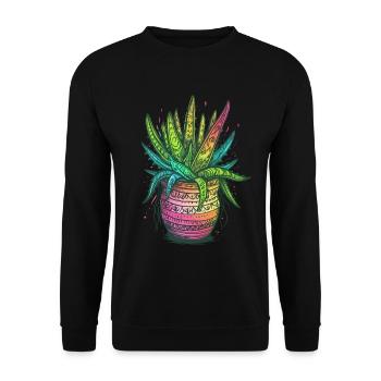 Aloe Vera Psychedelic Succulent Plant Gardener - Unisex Sweatshirt - black - Front - Alina (178cm) & Michal (187cm)