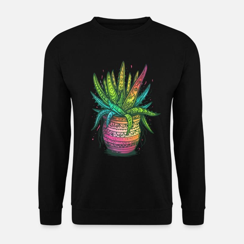Aloe Vera Psychedelisch Sukkulente Pflanze Gärtner - Unisex Pullover - Schwarz