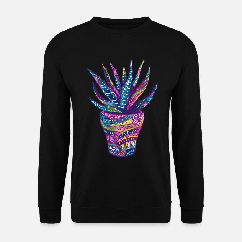 Aloe Vera Psychedelic Succulent Plant Garden - Unisex Sweatshirt - black