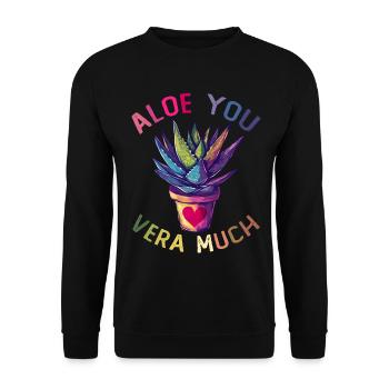 Aloe You Succulent Plant Gardening Gardener - Unisex Sweatshirt - black - Front - Alina (178cm) & Michal (187cm)