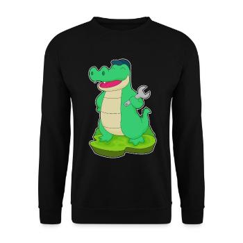 Atelier de Mécanique Crocodile à Clés - Sweat-shirt Unisexe - noir - Devant - Alina (178cm) & Michal (187cm)