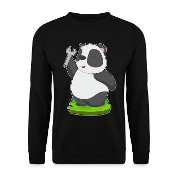 Panda Mechanic Wrench Workshop - Unisex Sweatshirt - black - Front - Alina (178cm) & Michal (187cm)