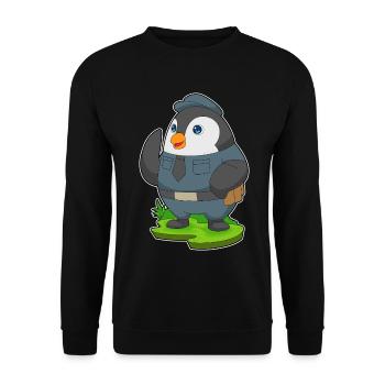 Pinguin Polizist Polizei - Unisex Pullover - Schwarz - Vorne - Alina (178cm) & Michal (187cm)