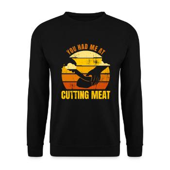 You had me by meat - Unisex Sweatshirt - black - Front - Alina (178cm) & Michal (187cm)