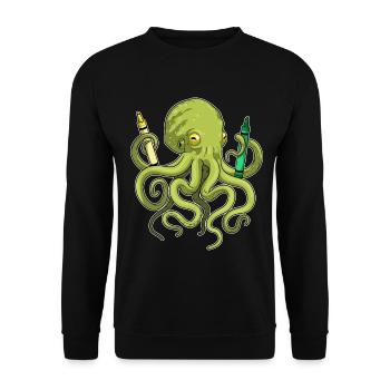 Krake Schüler Wachsmalstifte Schule - Unisex Pullover - Schwarz - Vorne - Alina (178cm) & Michal (187cm)