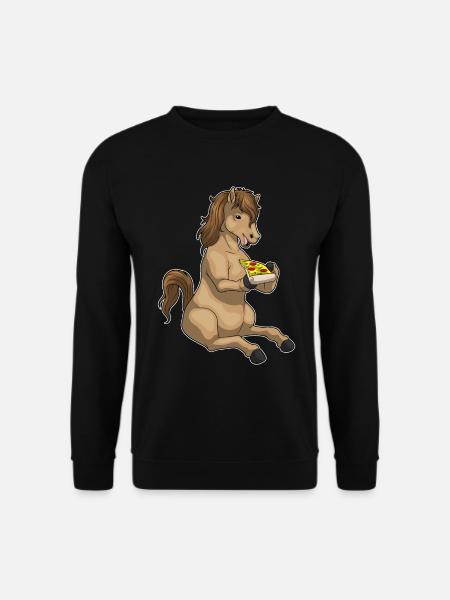 Pferd Pizza - Unisex Pullover - Schwarz