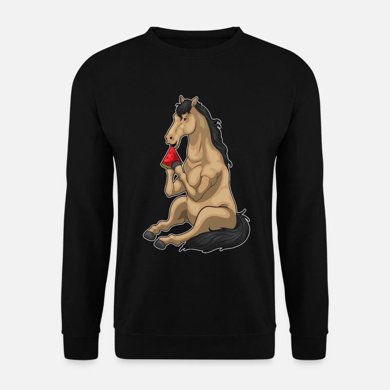 Pferd Wassermelone Frucht - Unisex Pullover - Schwarz