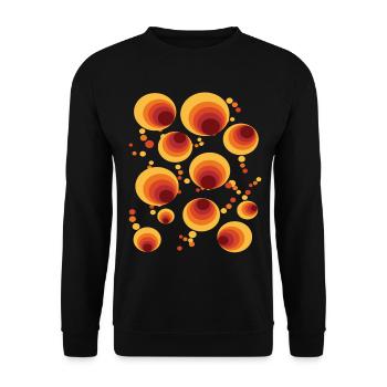 Abstraktes Polka Dots Kreismuster - Unisex Pullover - Schwarz - Vorne - Alina (178cm) & Michal (187cm)