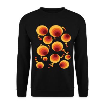 Vintage 50er 60er 70er Retro Kreis Muster Nostalgi - Unisex Pullover - Schwarz - Vorne - Alina (178cm) & Michal (187cm)